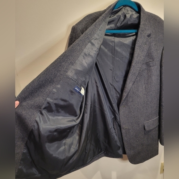 John Ashford size 46 L blue wool/lambs wool sports coat blazer - Picture 3 of 5